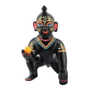 LADDU Gopal/Bal Gopal/Black Designer Murti, Hand Painted Designs