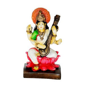 Saraswati Idol - Small Playing Music Polyresin Multicolor