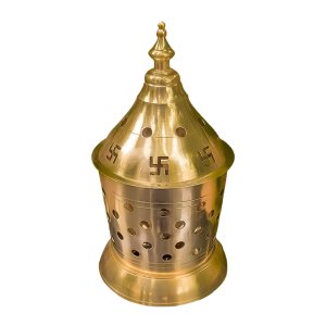 Brass Akhand Diya with Jyoti Diya Cover Divi Oil Lamp for Temple