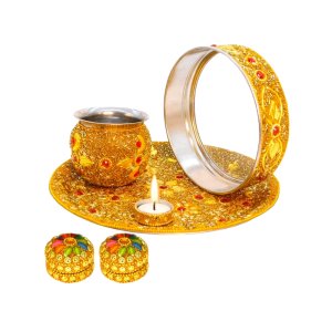 Karwa Chauth Thali Set and Pooja Decor Collection and A Traditional Gift for Women