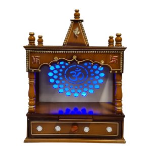 High quality Wooden Pooja Mandir with lights for home